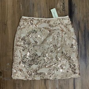 Rose gold sequin mini skirt